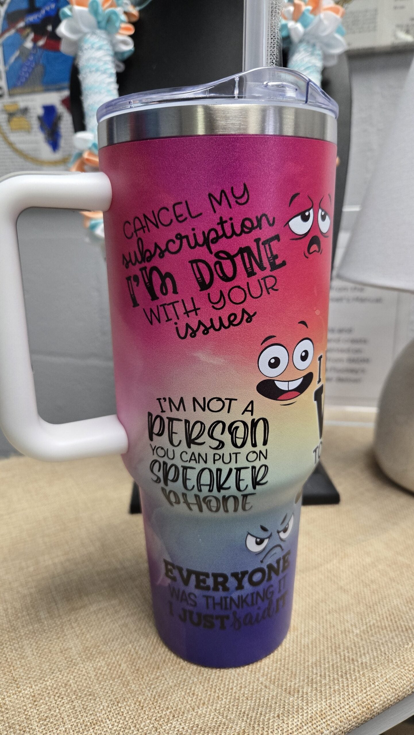 40oz Tumbler with handle and straw