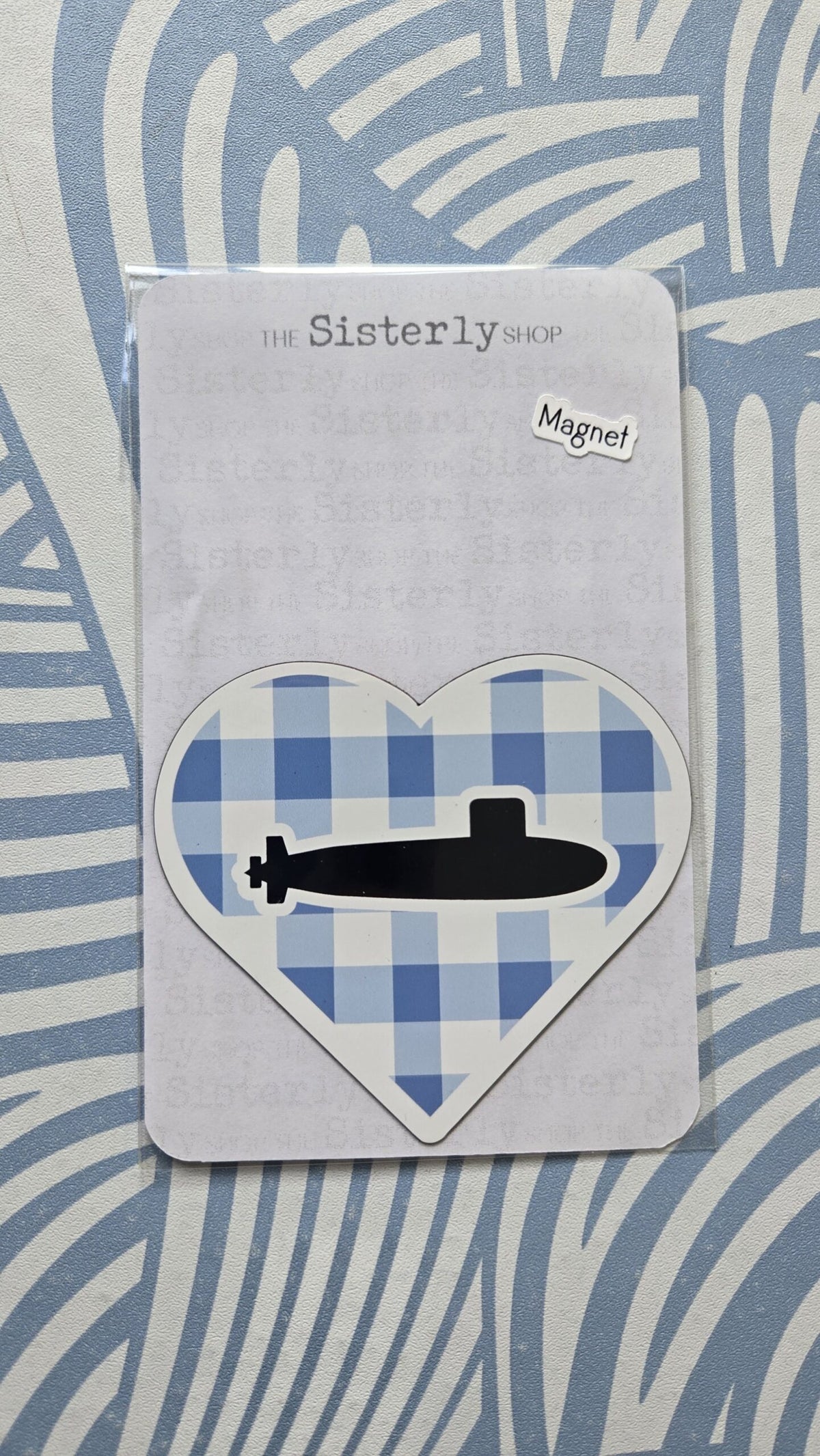 The Sisterly Shop - Submarine Gingham Heart Magnet