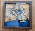 Framed Wood and Epoxy Nautical Map of Pearl Harbor