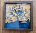 Framed Wood and Epoxy Nautical Map of Pearl Harbor