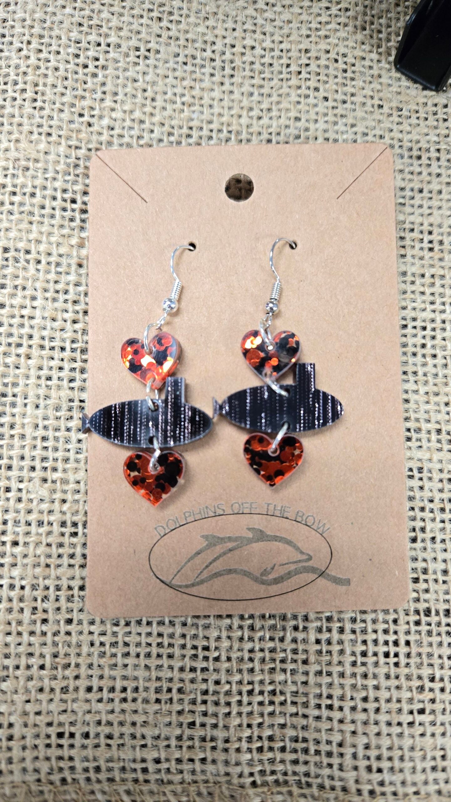 Dolphins Off the Bow Submarine Dangle Earrings