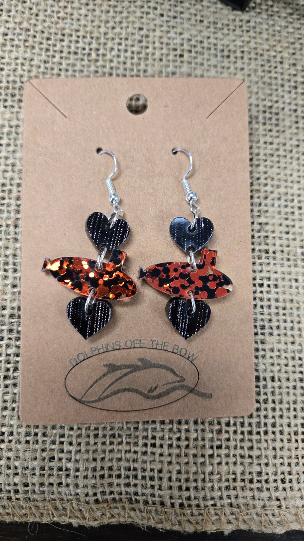 Dolphins Off the Bow Submarine Dangle Earrings