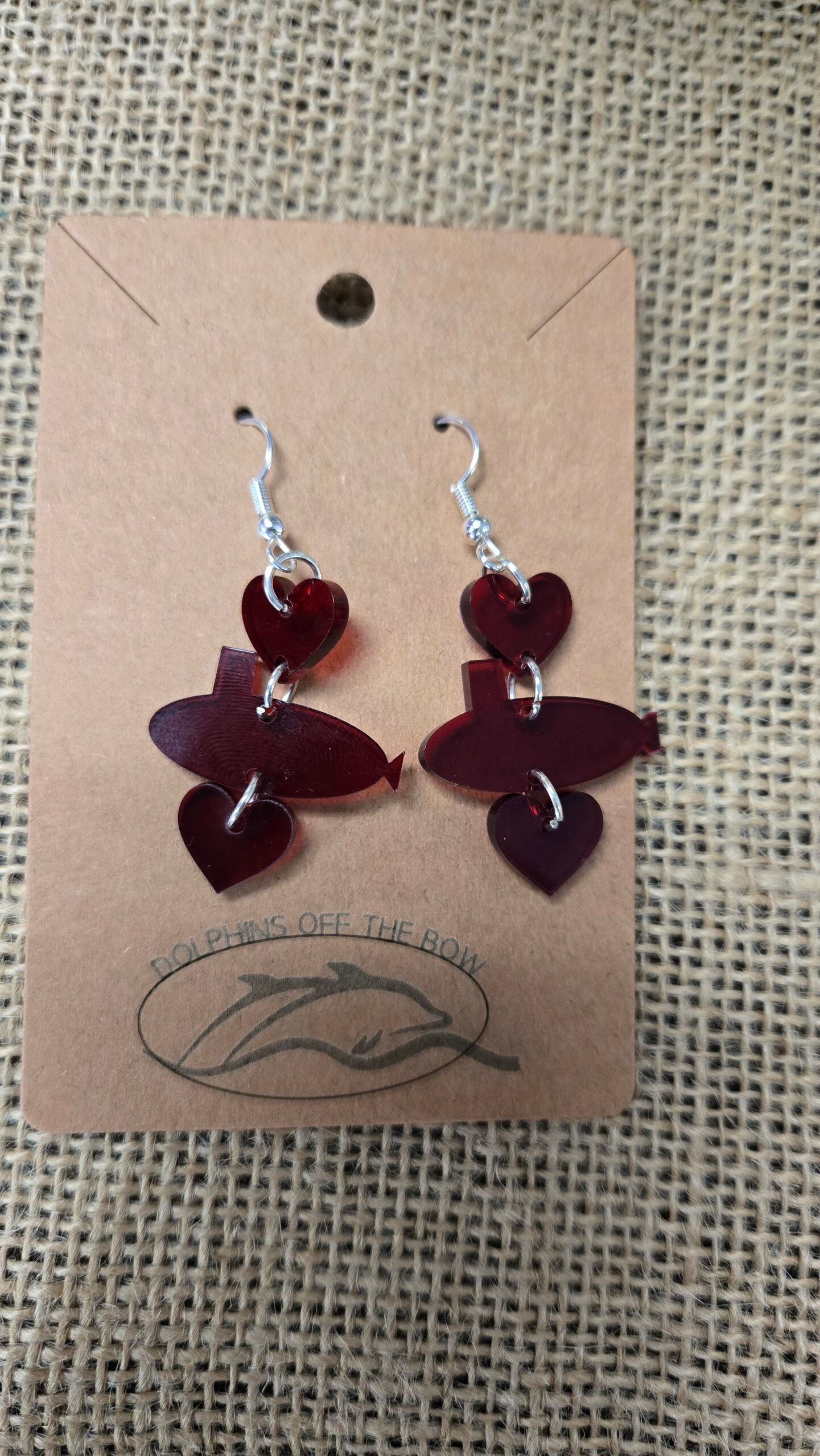 Dolphins Off the Bow Submarine Dangle Earrings