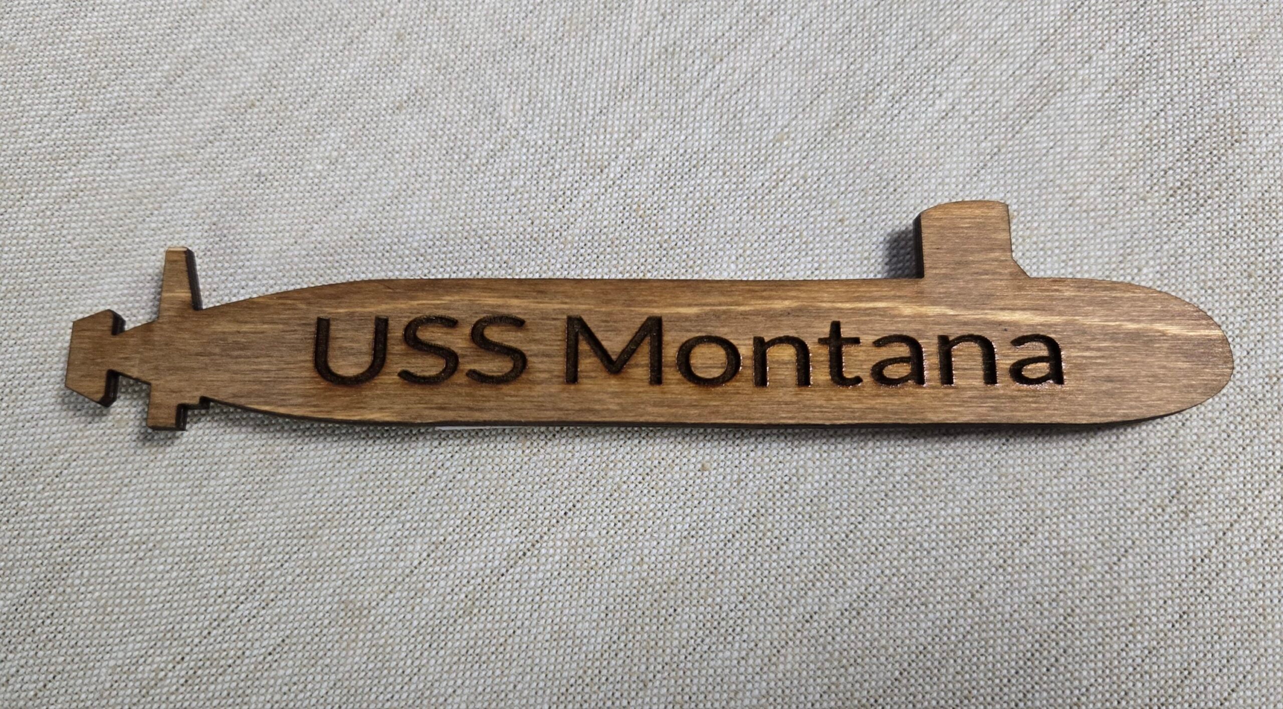 Wooden Submarine Magnet with Command Name