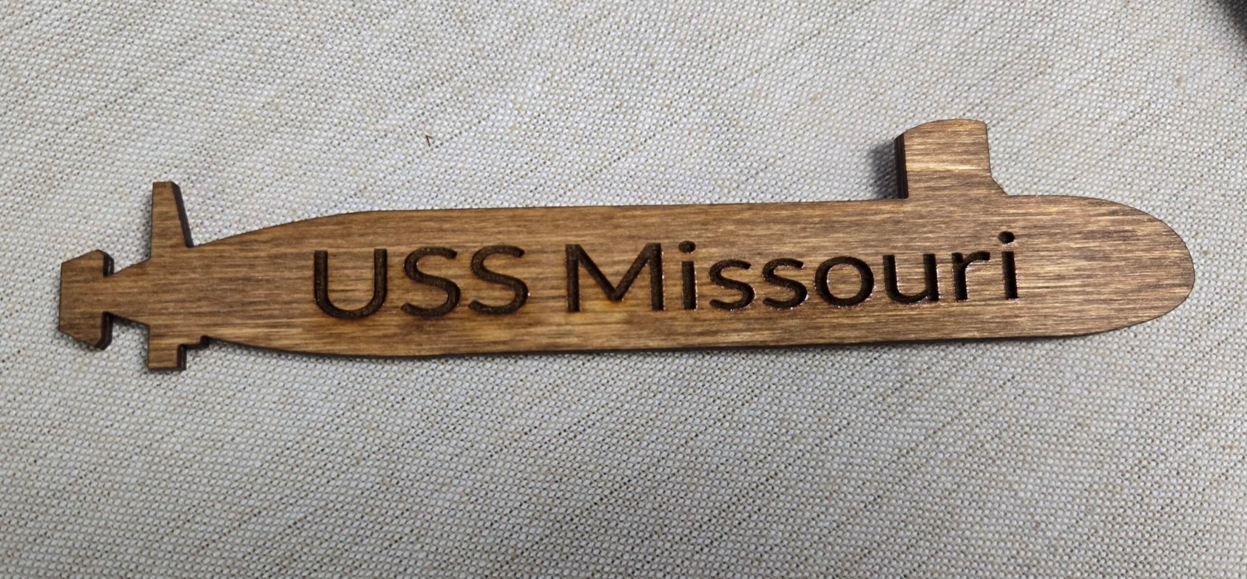 Wooden Submarine Magnet with Command Name