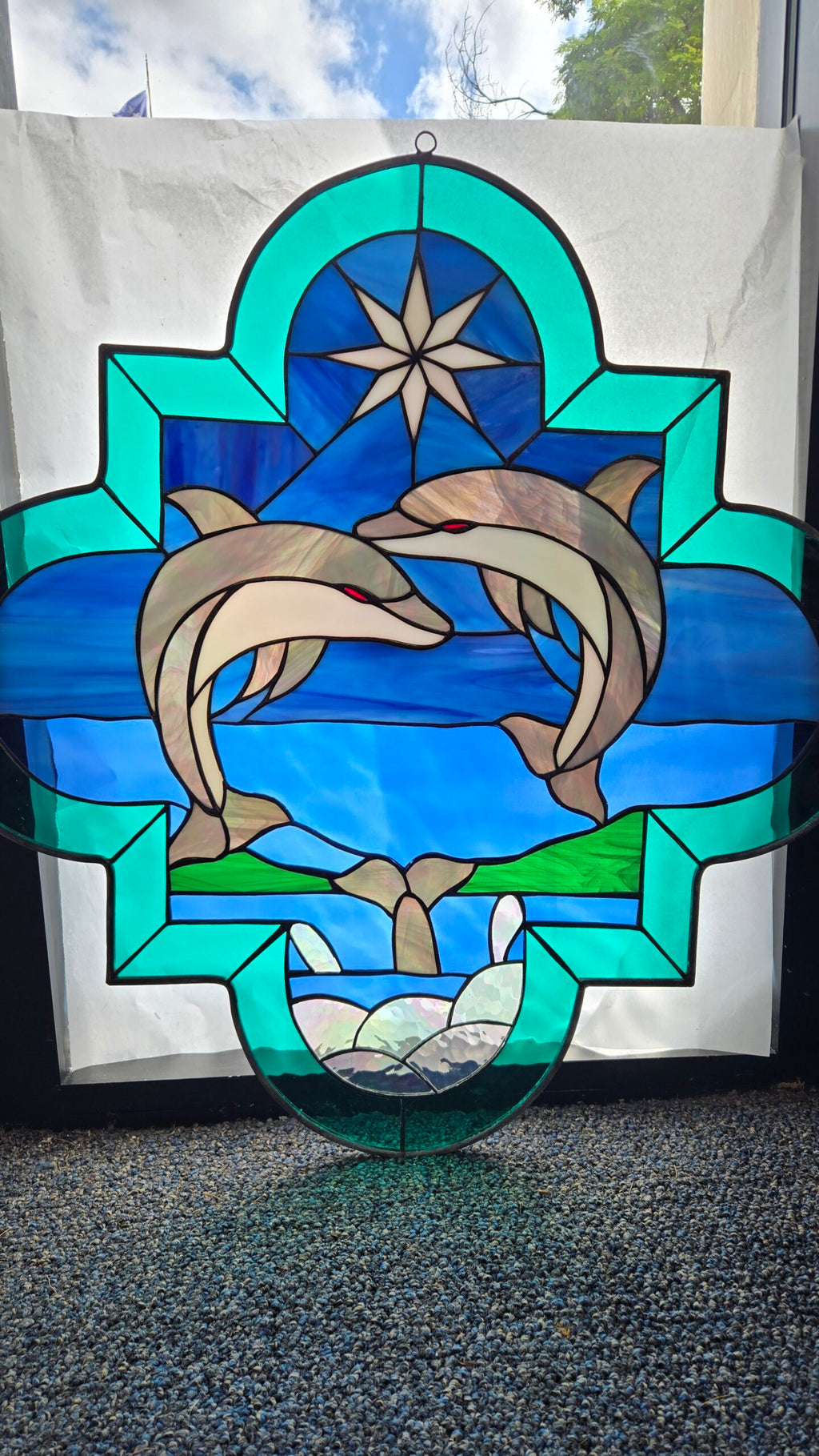 Ocean Life Stained Glass Window