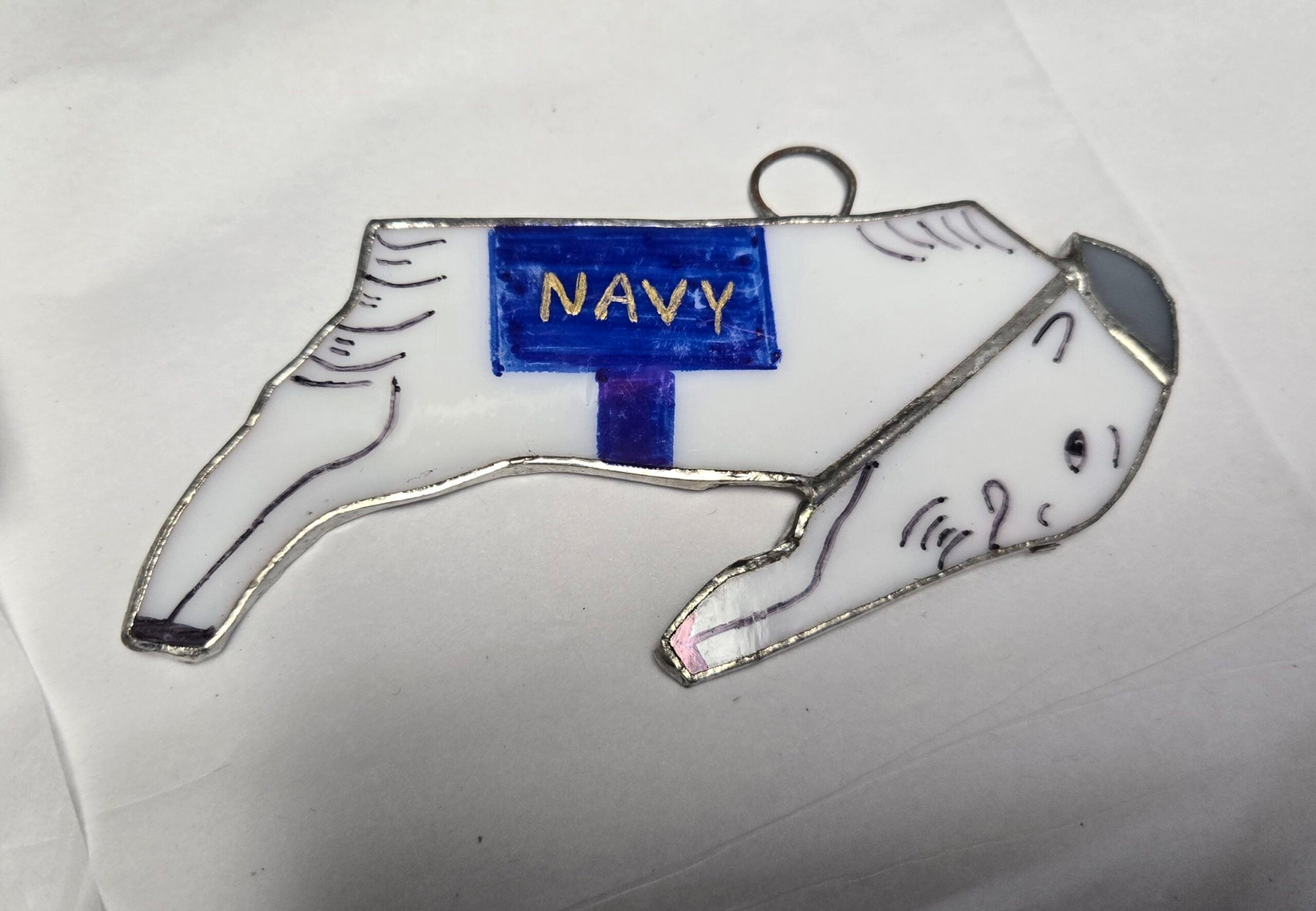 USNA Bill the Goat Stained Glass Suncatcher