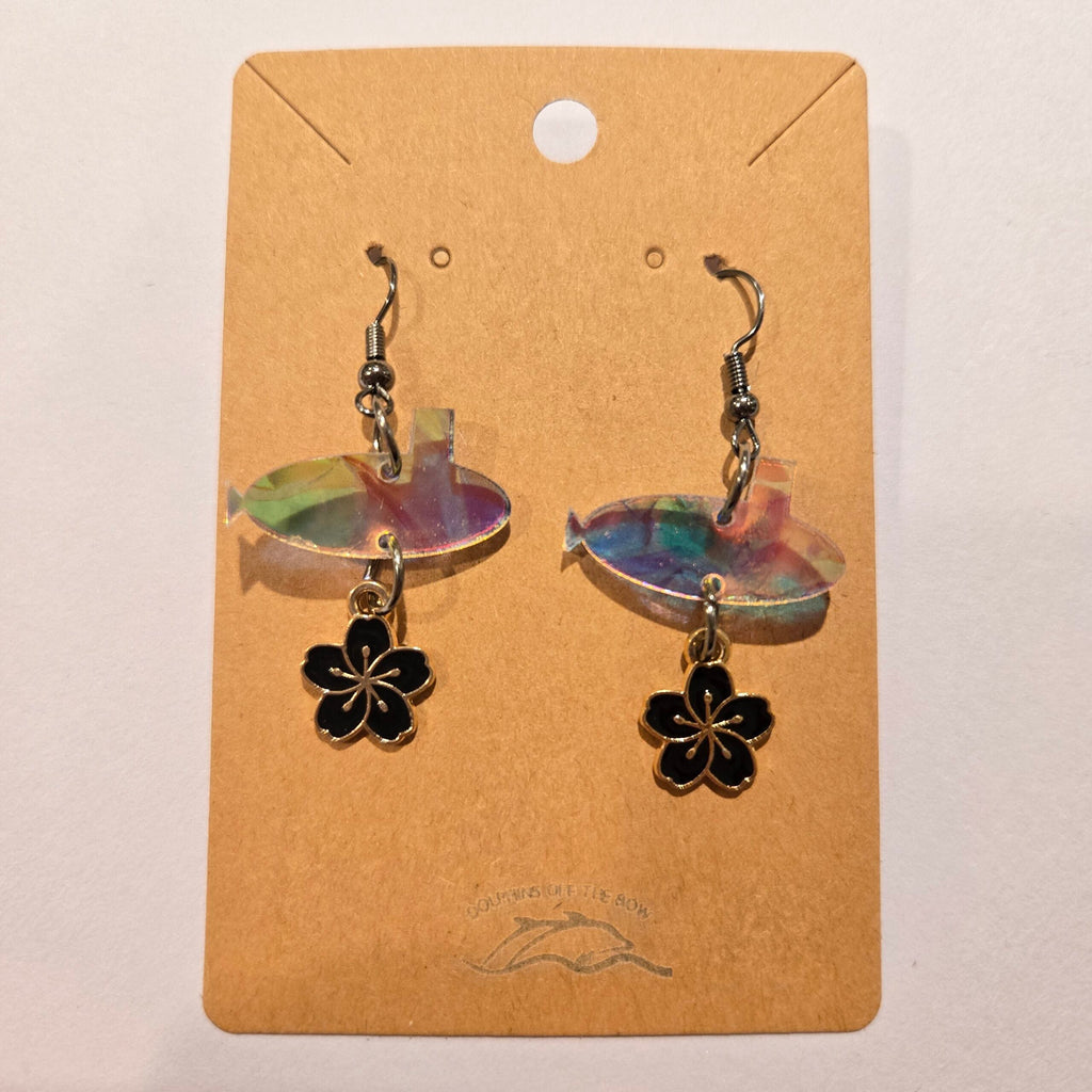 Dolphins Off the Bow Submarine Dangle Earrings