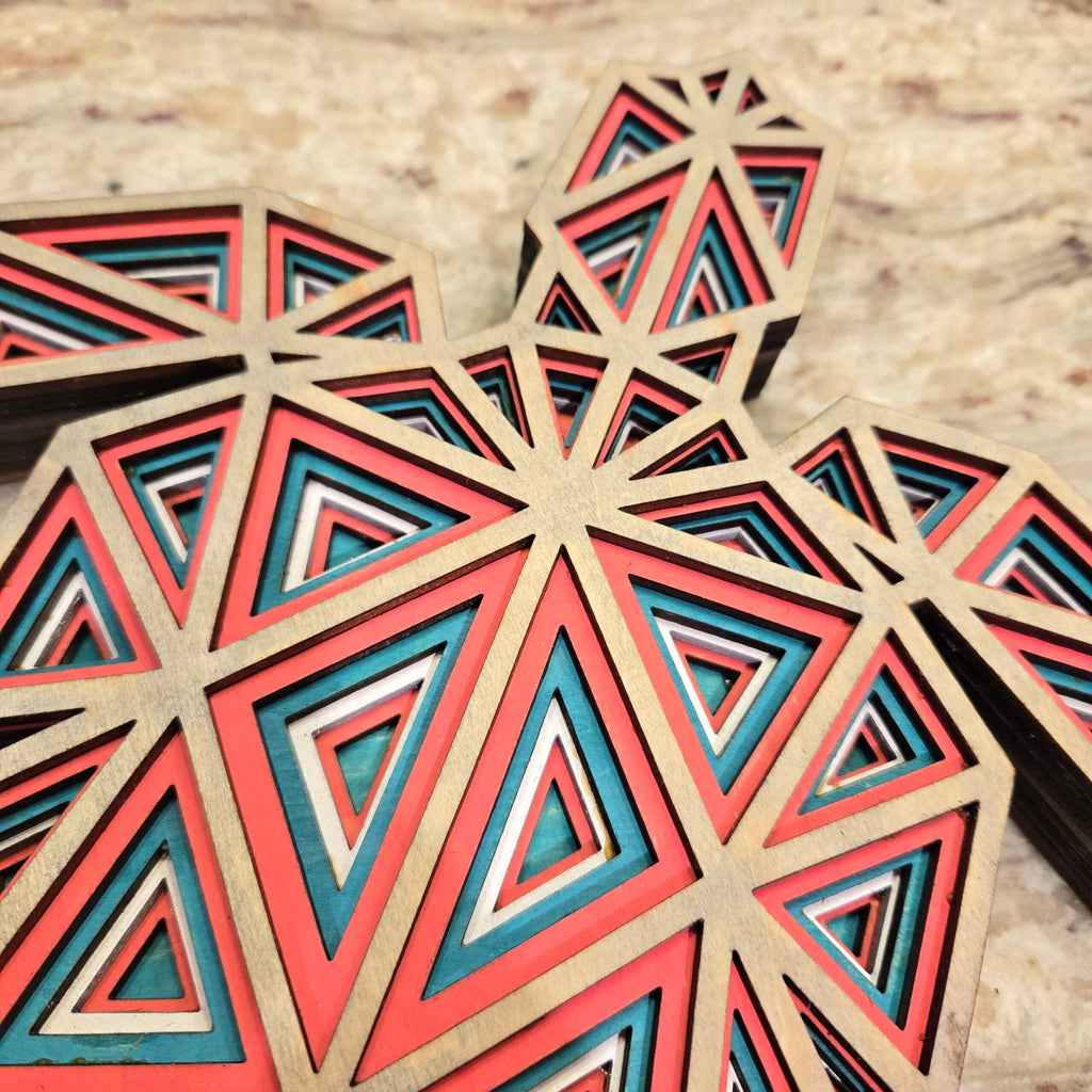 Layered Wooden Geometric Honu