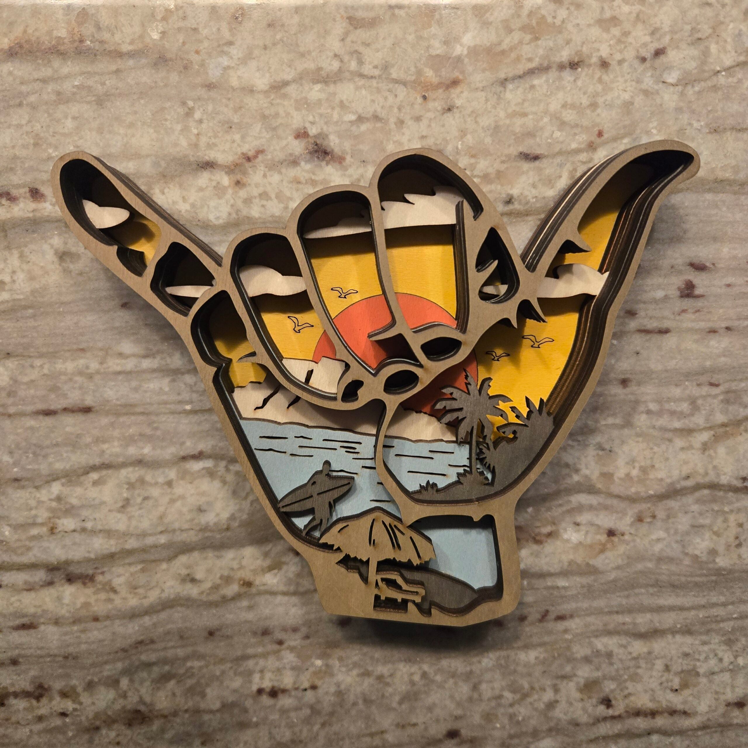 Beach Scene Layered Wooden Shaka