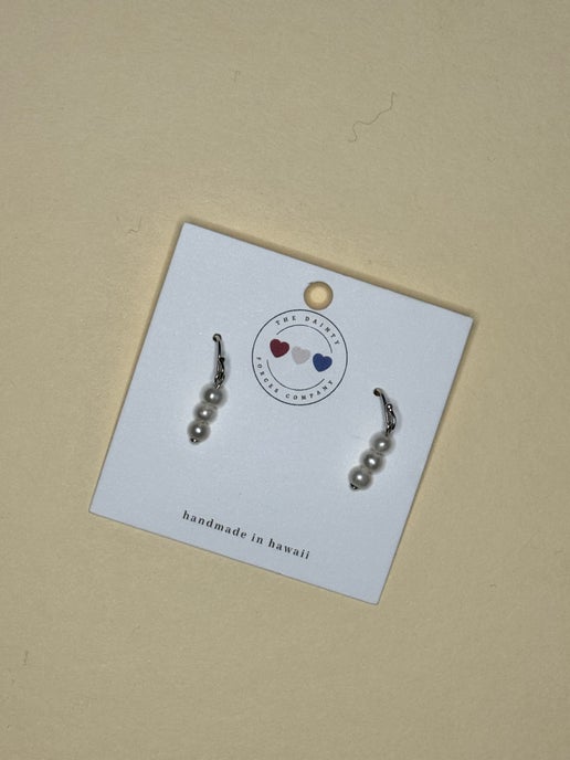 3 Pearl Drop Earring - Silver