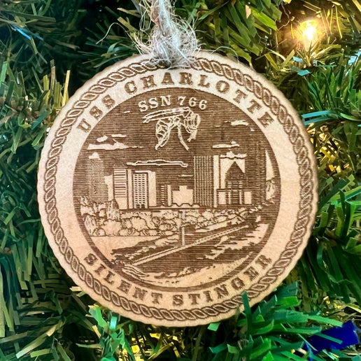 Command Crest Wood Ornament - USS Charlotte