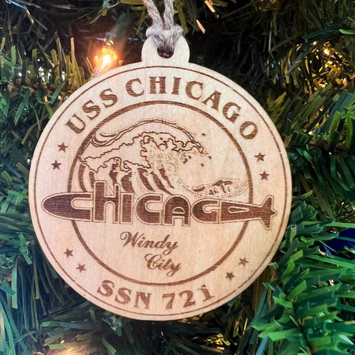 Command Crest Wood Ornament - USS Chicago