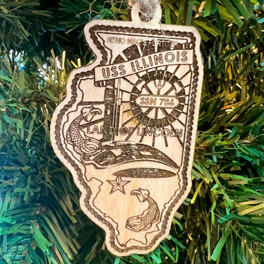 Command Crest Wood Ornament - USS Illinois