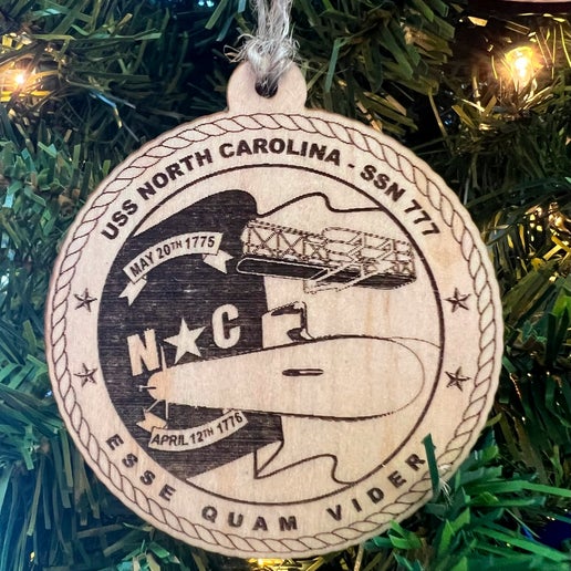 Command Crest Wood Ornament - USS North Carolina
