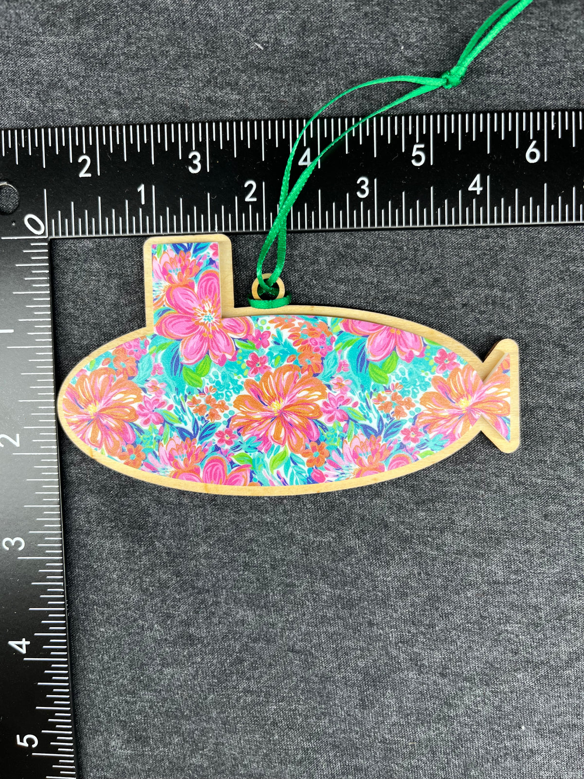 Aqua & Floral Layered Submarine Ornament (Lg)