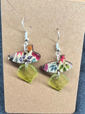 Floral Submarine and Leaf Hook Earrings by Dolphins Off the Bow