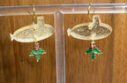 Holly and Gold Glitter Submarine Hook Earrings