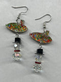 Snowman and Glitter Submarine Hook Earrings
