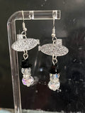 Snowman (clear scarf) and Silver Glitter Submarine Hook Earrings