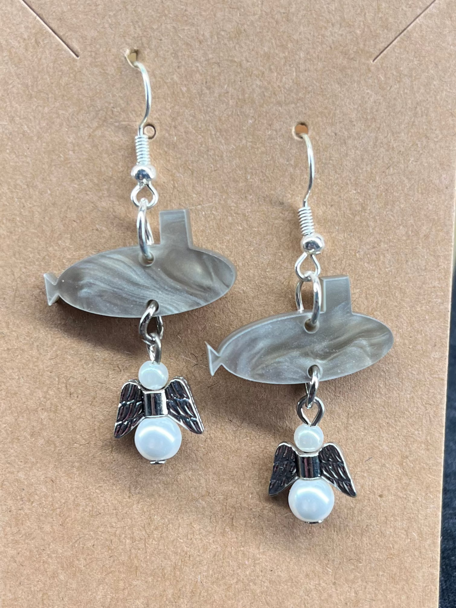 Angel and Gray Submarine Hook Earrings
