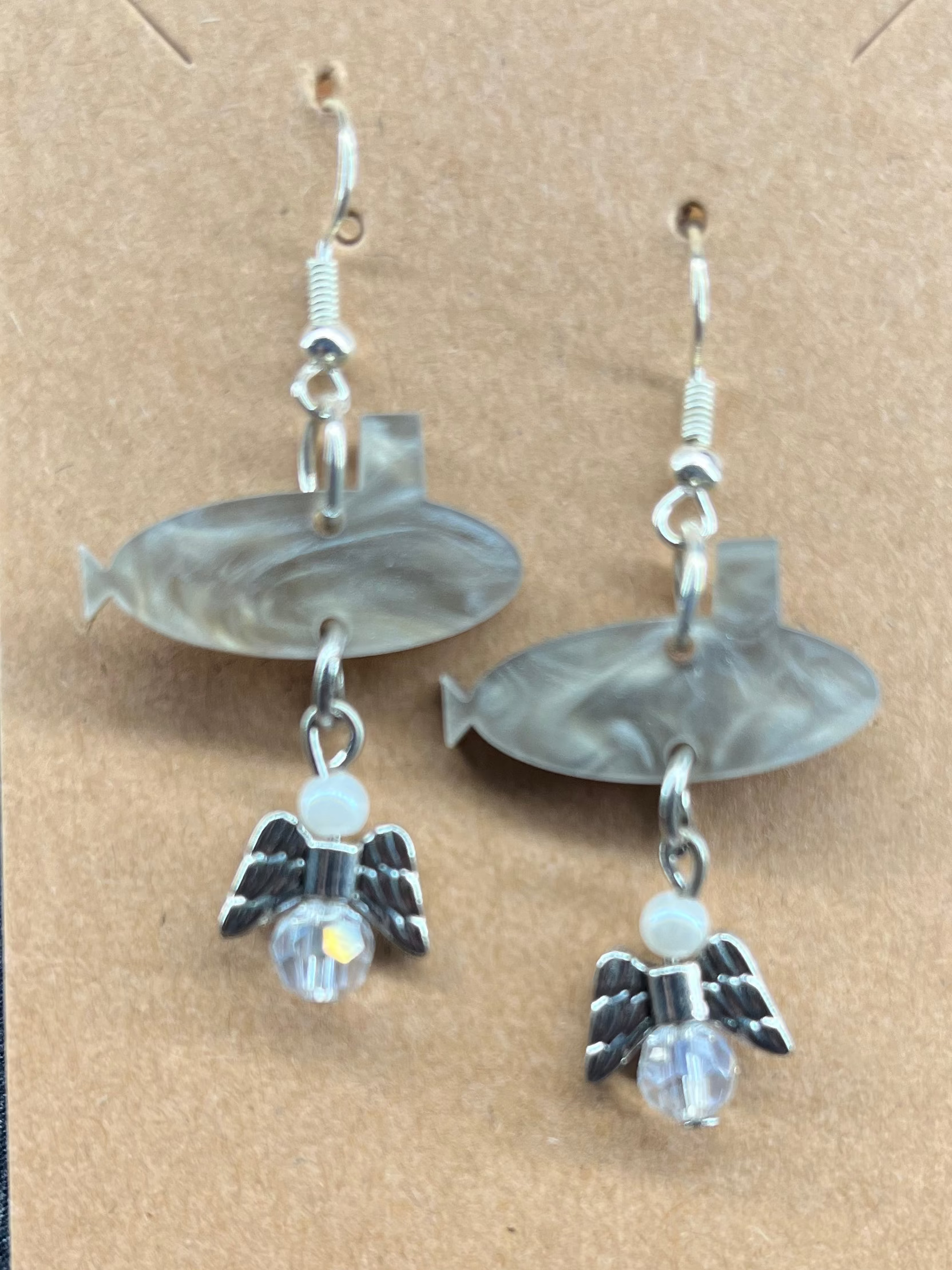Angel and Gray Submarine Hook Earrings
