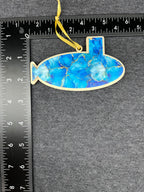 Blue and Gold Marble Layered Submarine Ornament (Lg)
