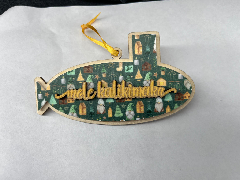 Gnome Mele Kalikimaka Layered Submarine Ornament