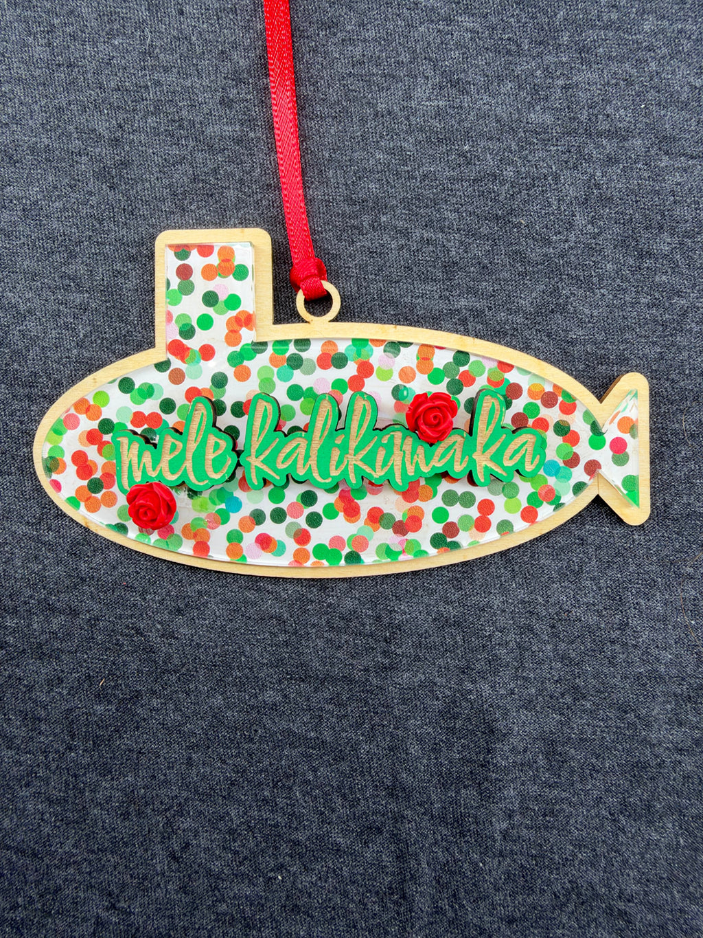 Dots & Roses - Layered Mele Kalikimaka Ornament