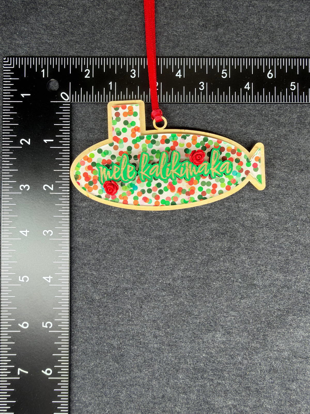 Dots & Roses - Layered Mele Kalikimaka Ornament