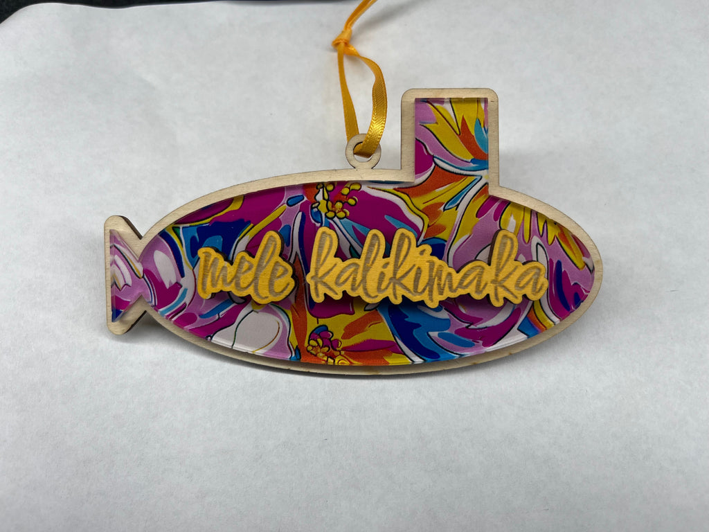 Preppy Floral Mele Kalikimaka Layered Submarine Ornament