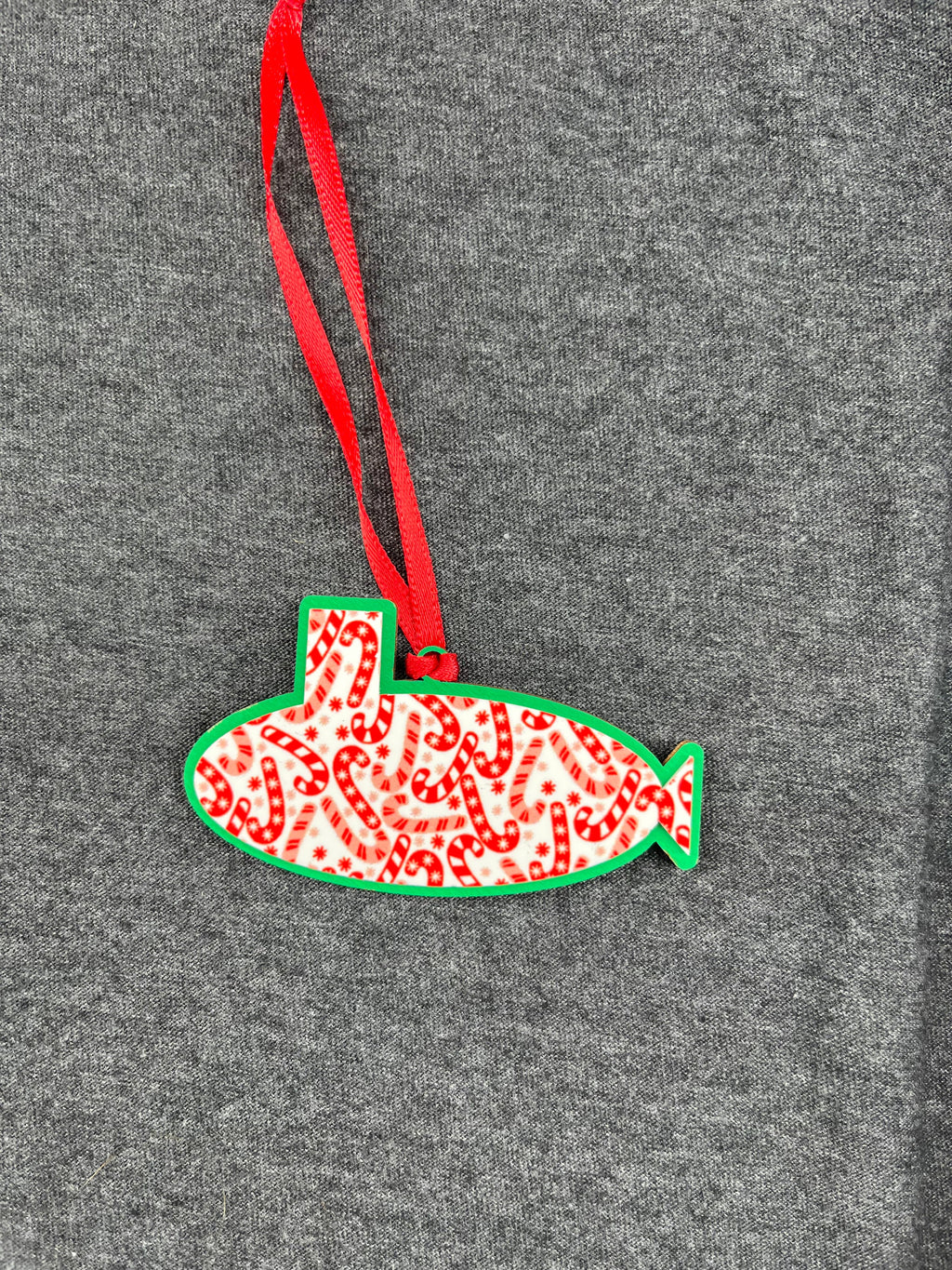 Candy Canes Small Layered Submarine Ornament