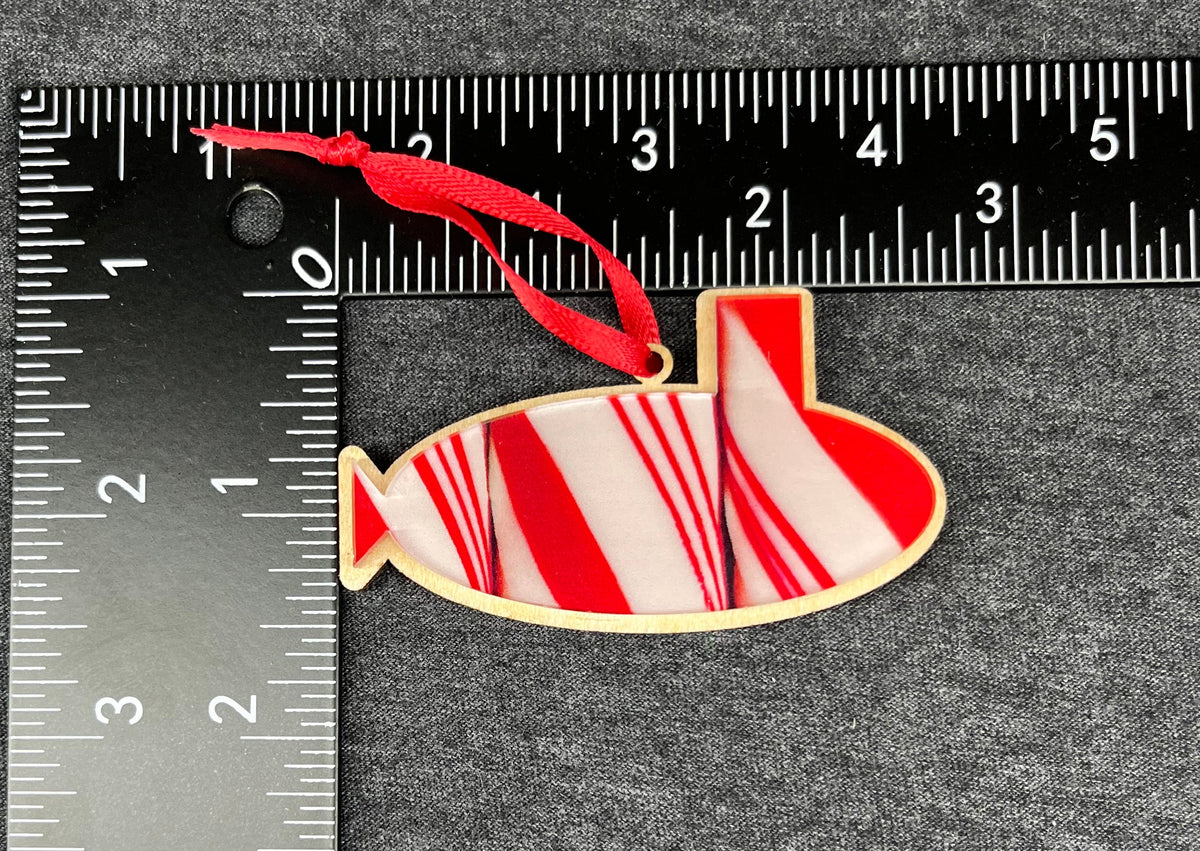 Candy Cane Stripe Pattern Small Layered Submarine Ornament