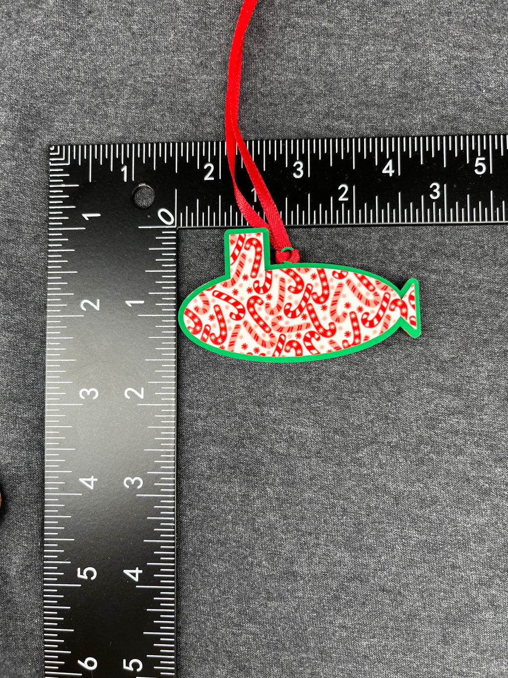 Candy Canes Small Layered Submarine Ornament