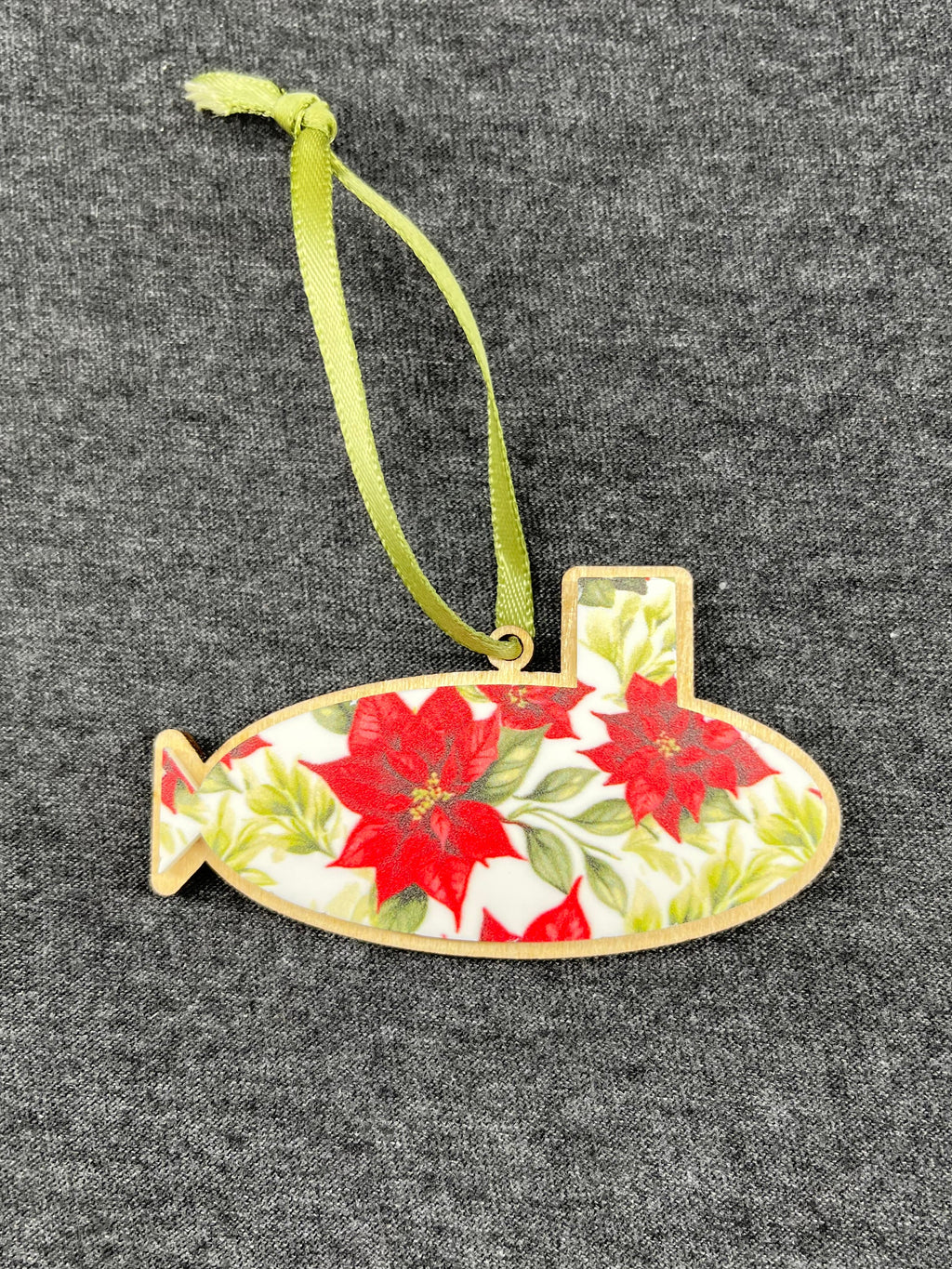 Poinsettia & Leaves Small Layered Submarine Ornament