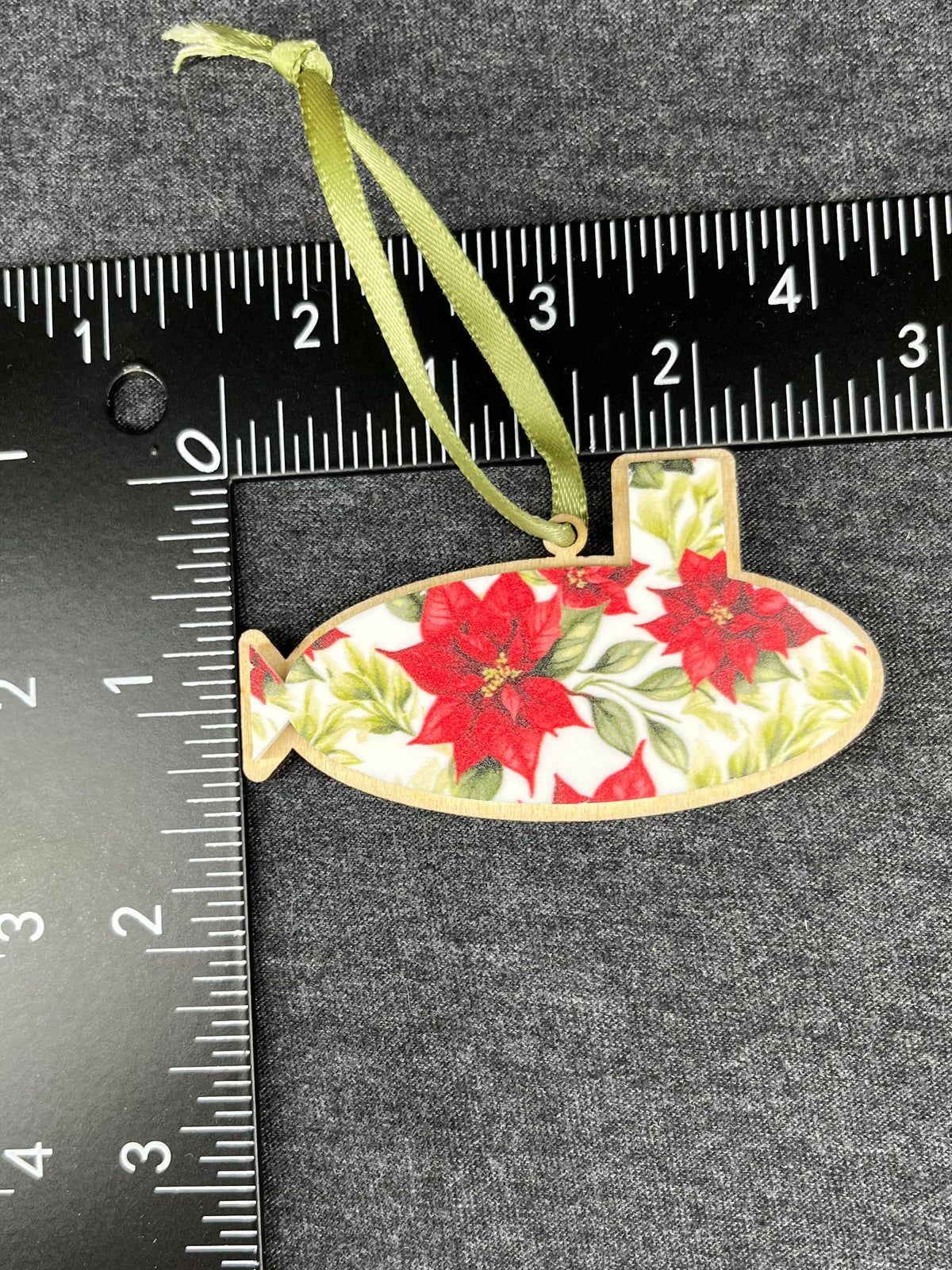 Poinsettia & Leaves Small Layered Submarine Ornament