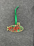 Red & Green Glitter Pattern Small Layered Submarine Ornament