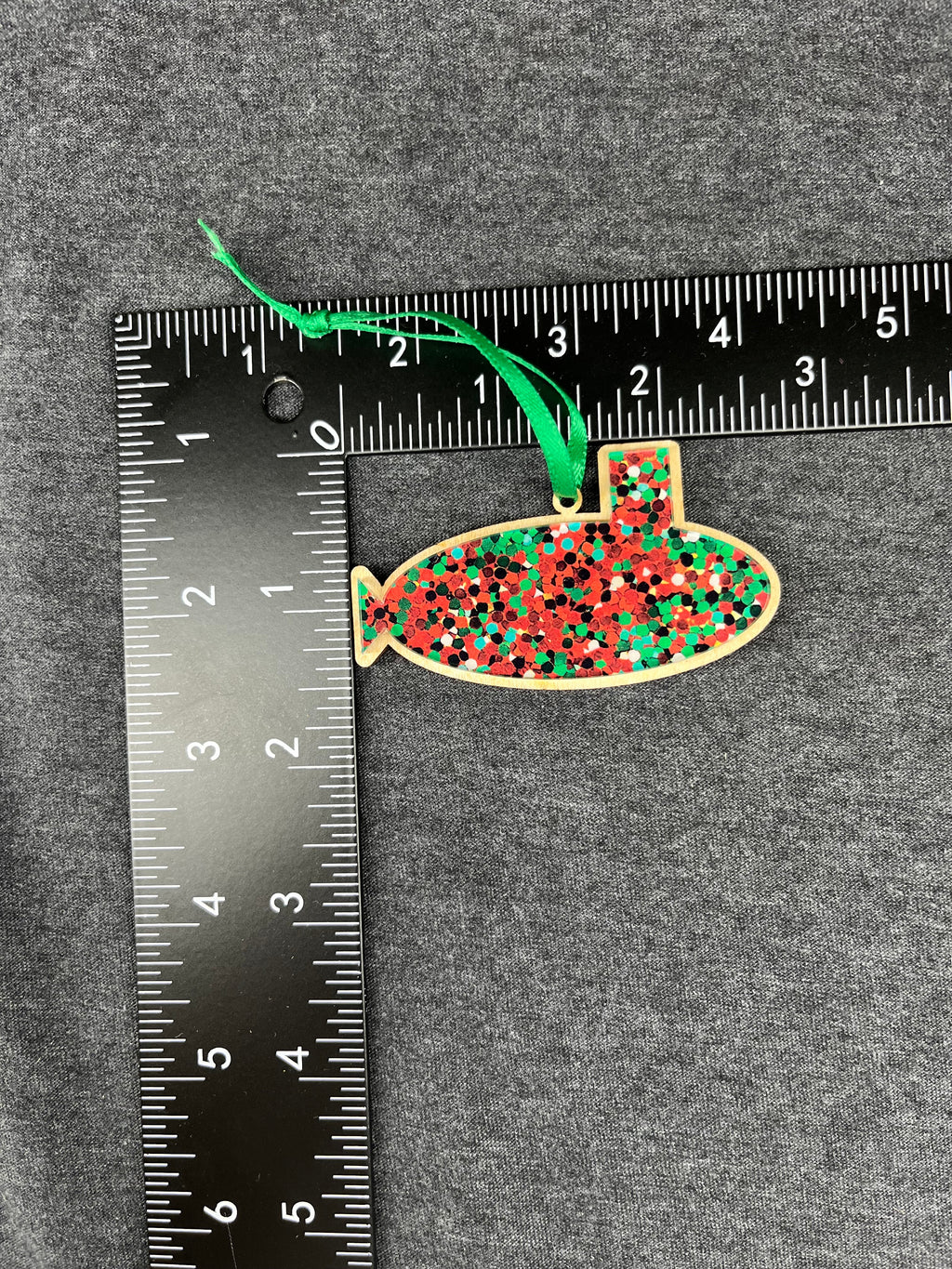 Red & Green Glitter Pattern Small Layered Submarine Ornament