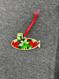 Red & White Poinsettia Small Layered Submarine Ornament