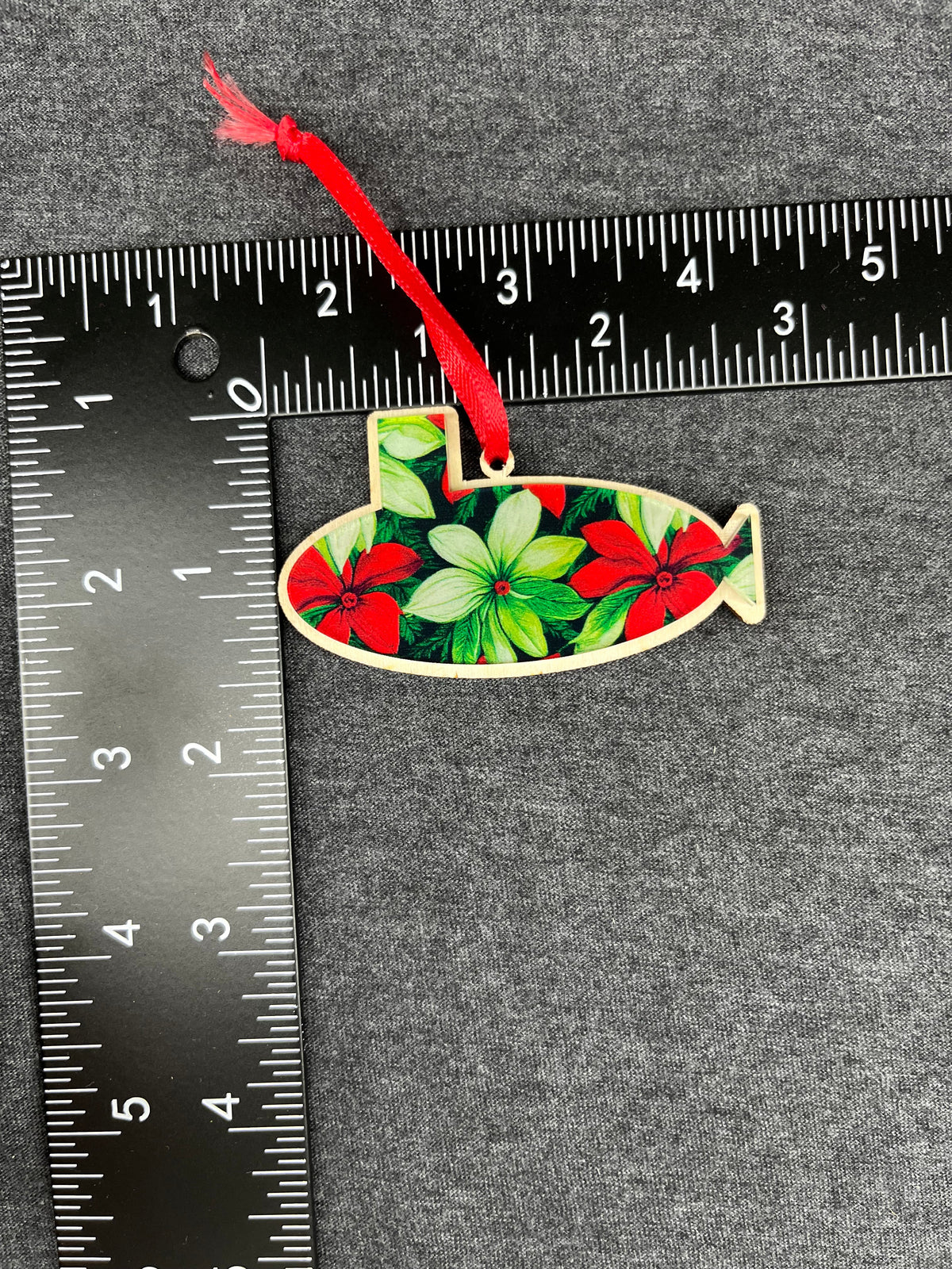 Red & White Poinsettia Small Layered Submarine Ornament