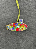 Stained Glass/Natural Base Small Layered Submarine Ornament