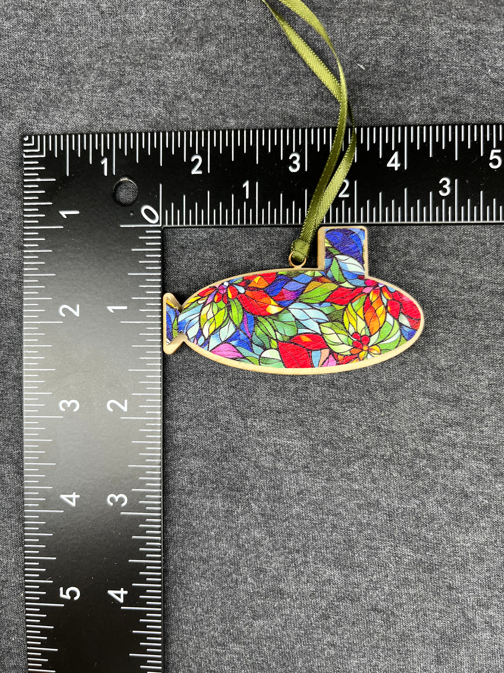 Stained Glass/Natural Base Small Layered Submarine Ornament