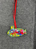 Stained Glass/Green Base Small Layered Submarine Ornament