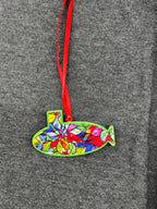 Stained Glass/Green Base Small Layered Submarine Ornament