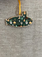 Green/Gold Gnome Pattern Small Layered Submarine Ornament