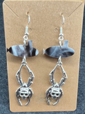 Skull Spider and Black and White Submarine Hook Earrings