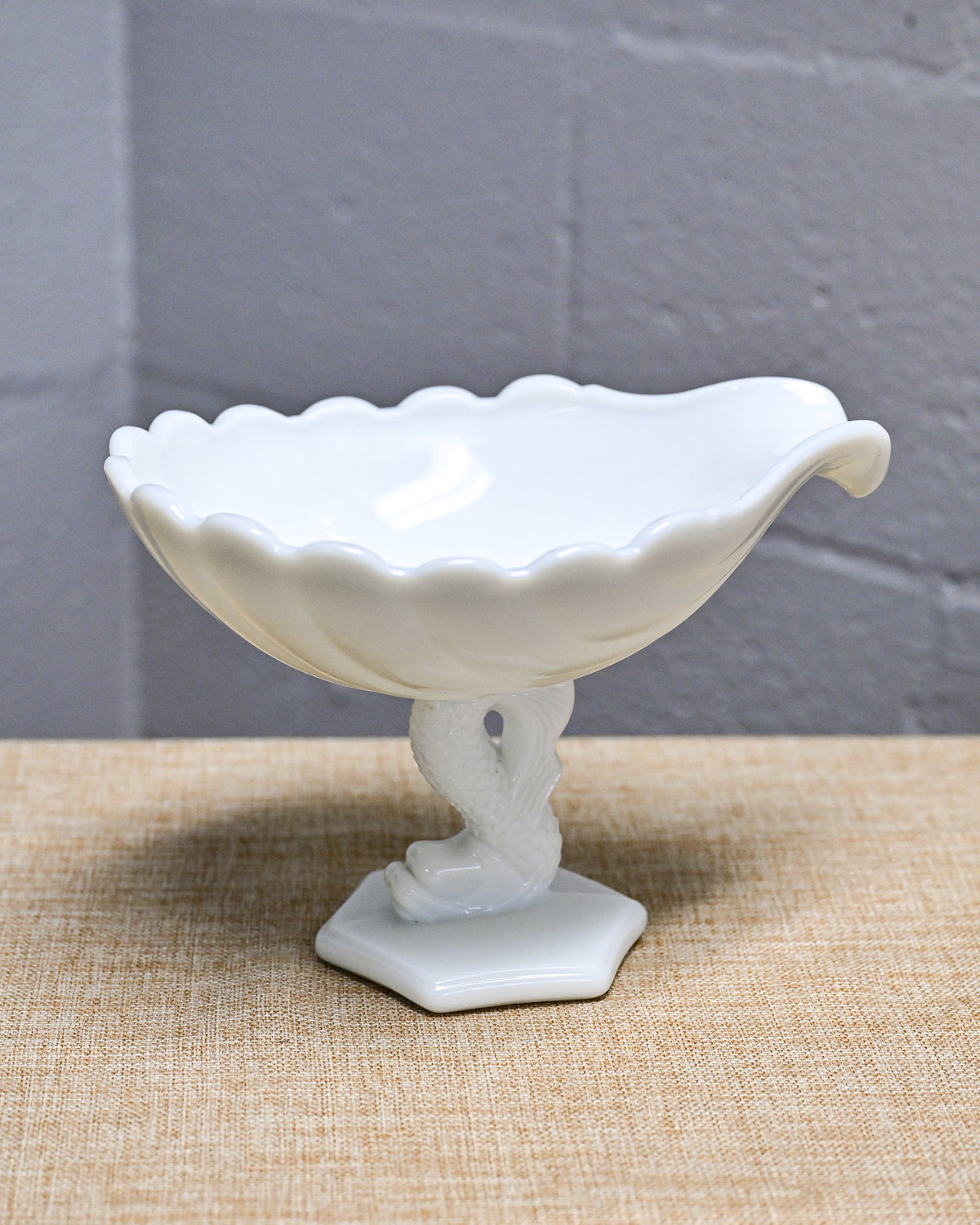 Vintage Westmoreland Milk Glass Dolphin Compote Dish