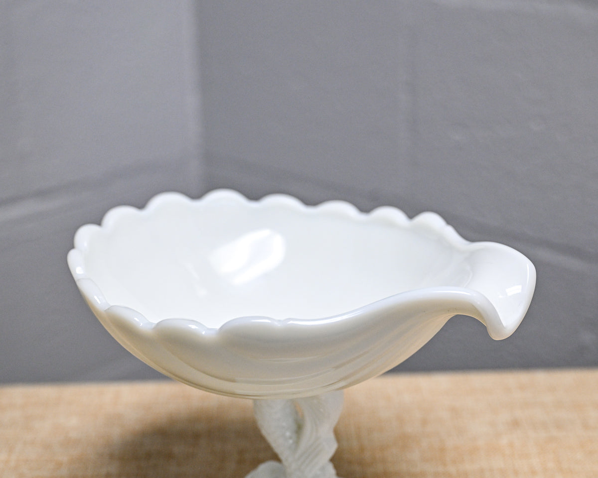 Vintage Westmoreland Milk Glass Dolphin Compote Dish