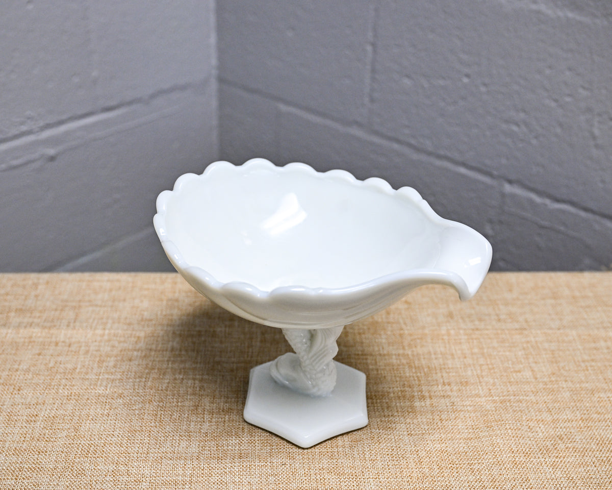 Vintage Westmoreland Milk Glass Dolphin Compote Dish