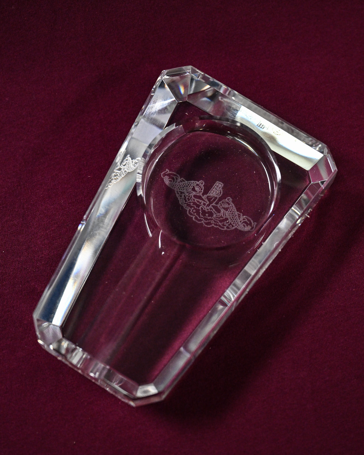 Engraved Crystal Cigar Ashtray
